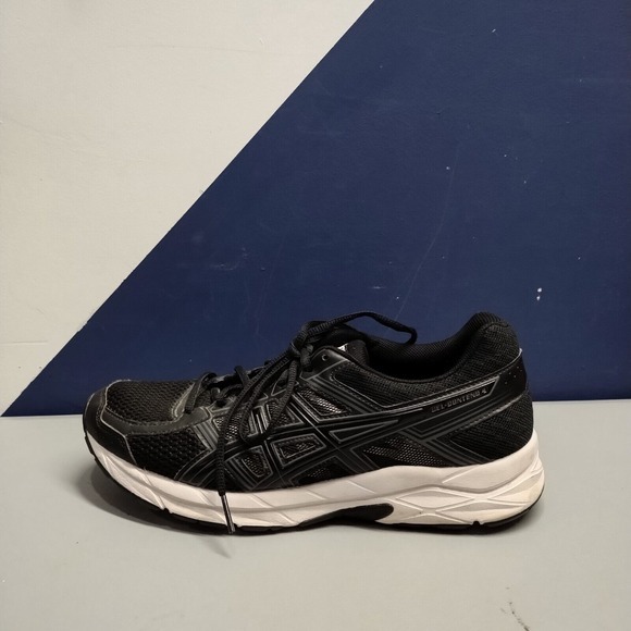 Asics Low Top Athletic Sneakers Mens Size 10 Black White Round Toe Lace Up T765N